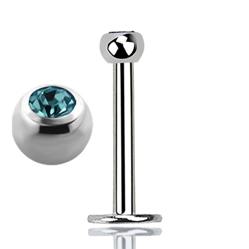 Jewelled Labret Blue Zircon 8