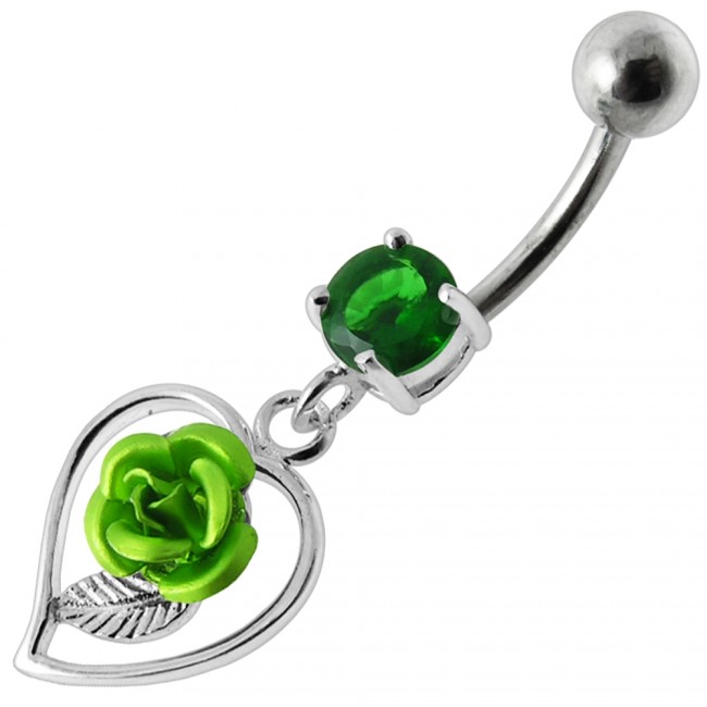 Rose In A Heart Emerald